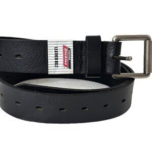 Dickies Men's Black Fully Adjustable Perforated Genuine Leather Belt NWT